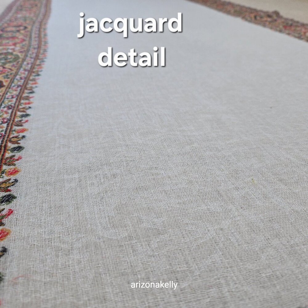 NWT Kashmir Emporio Colorful Wool Shawl Jacquard Scarf *FLAW* - Picture 10 of 16
